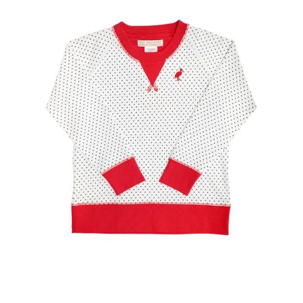 The Beaufort Bonnet Company Cassidy Crew Neck Long Sleeve Richmond Red/Navy Dot